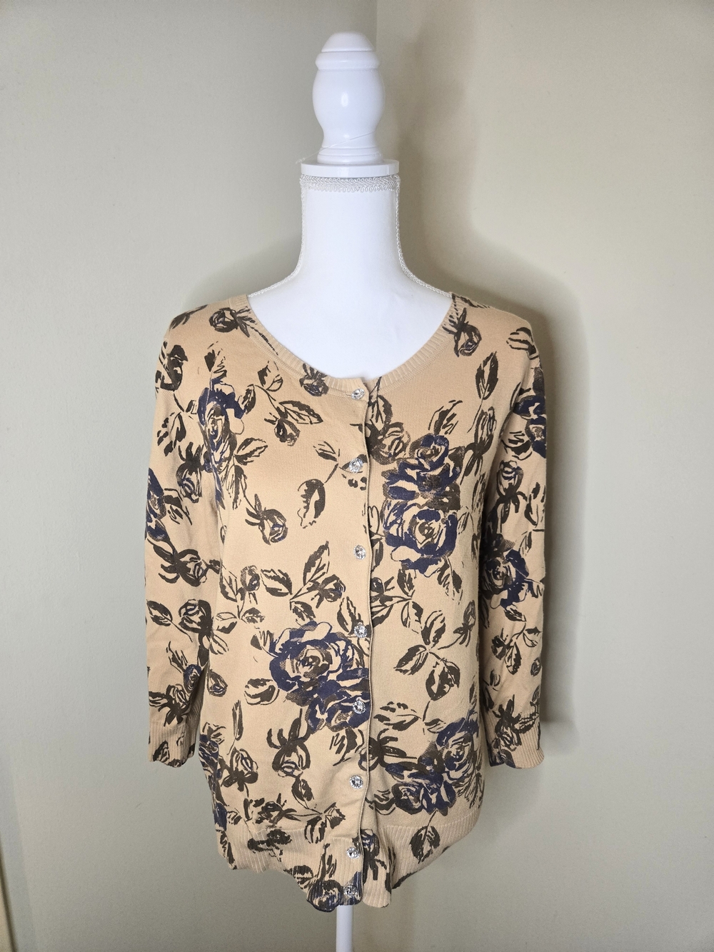 Floral Button-Front Cardigan Sweater